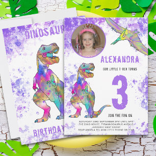 Invitation Dinosaur Girls 3e fête d'anniversaire