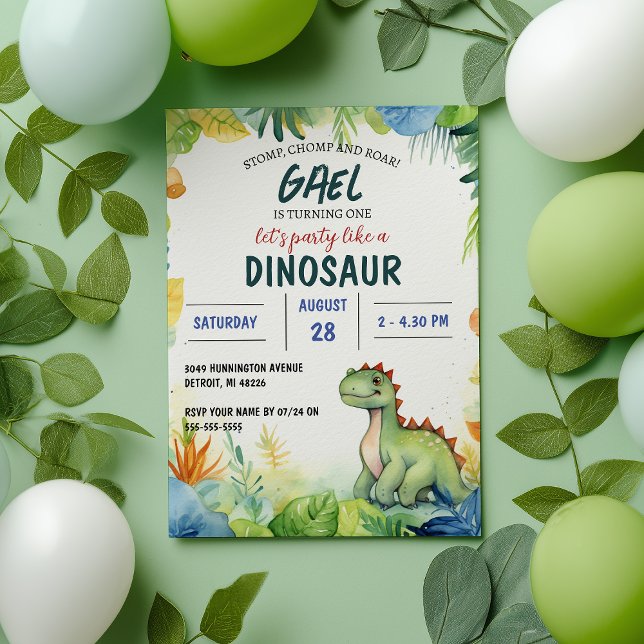 Invitation Dinosaur Jungle anniversaire de enfant (Créateur téléchargé)