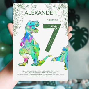 Invitation Dinosaur jungle garçons Fête d'anniversaire vert