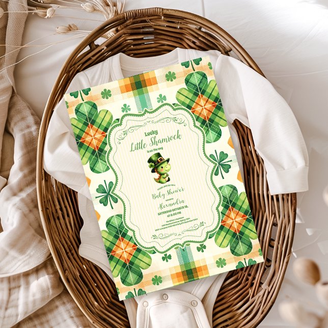 Invitation Dinosaur Lucky Petit Baby shower Shamrock (Créateur téléchargé)
