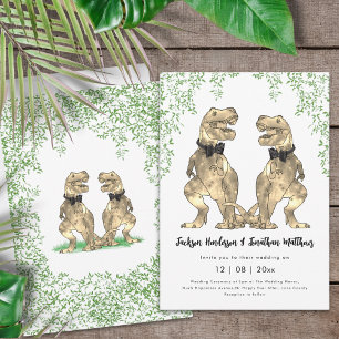 Invitation Dinosaur Mariage Gay T-Rex Deux Salles