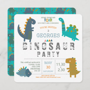Invitation Dinosaur mignon moderne fête d'anniversaire Invita