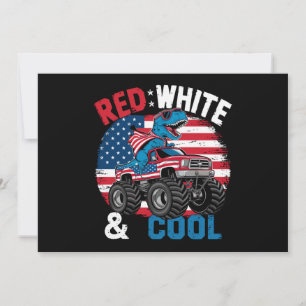 Invitation Dinosaur Monster Truck Dino 4 juillet Drapeau Garç
