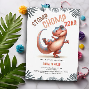 Invitation Dinosaur Moves Cool Stomp Chomp Roar Anniversaire