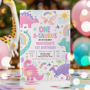 Invitation Dinosaur One-A-Saurus 1ère fête d'anniversaire
