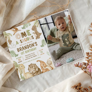 Invitation Dinosaur One-A-Saurus 1ère fête d'anniversaire Pho