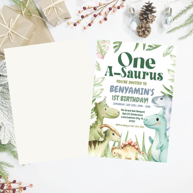 Invitation Dinosaur One-A-Saurus Boy 1st Birthday Party Invit (Créateur téléchargé)
