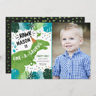 Invitation Dinosaur One-A-Saurus RAWR 1er Anniversaire