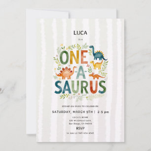 Invitation Dinosaur Oneasaurus Mignon Anniversaire 1ère année