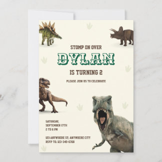Invitation Dinosaur Party Animals Kids Birthday  