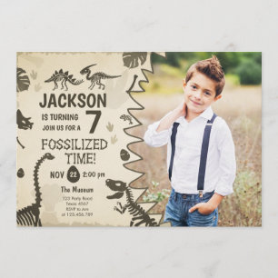 Invitation Dinosaur Party Boy Fossil Dino Dig Anniversaire