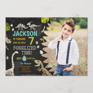 Invitation Dinosaur Party Boy Fossil Dino Dig Anniversaire