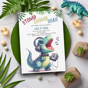 Invitation Dinosaur Party Chanson Stomp Chomp Roar Boy Annive