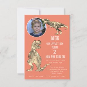 Invitation Dinosaur Party T Rex Boys 2e anniversaire Photo Co