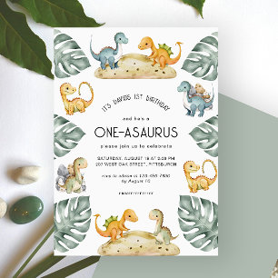Invitation Dinosaur Premier anniversaire Oneasaurus Party