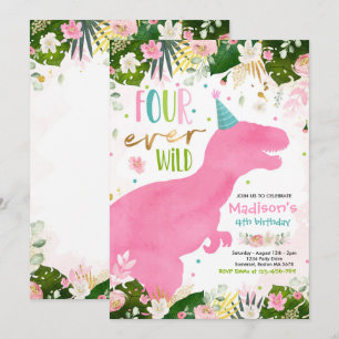 Invitation Dinosaur Quatre jamais Wild Party Dinosaur Anniver