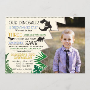 Invitation Dinosaur Rawr Personnaliser l'image Anniversaire R
