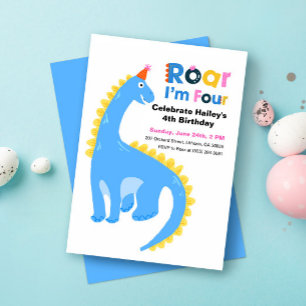 Invitation Dinosaur Roar Dans Enfants 4e anniversaire Invitat
