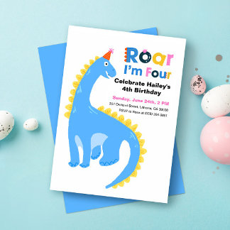 Invitation Dinosaur Roar Dans Enfants 4e anniversaire Invitat