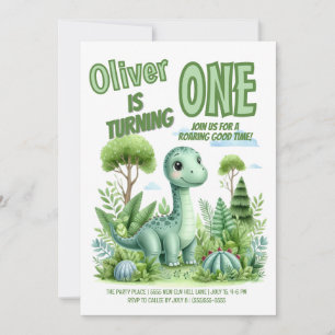 Invitation Dinosaur Roaring Bon Temps Bébé 1er anniversaire