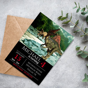 Invitation Dinosaur Spinosaurus Paysage fête d'anniversaire
