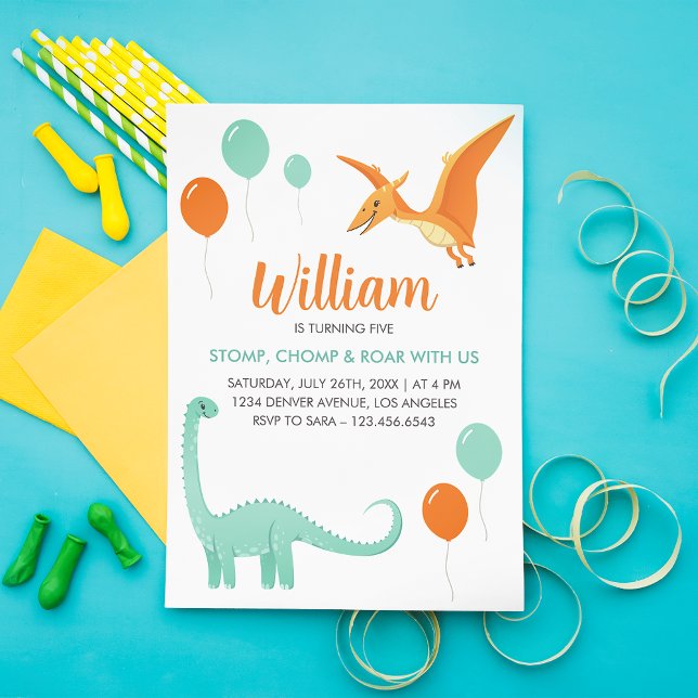 Invitation Dinosaur Stomp Chomp Rawr Birthday Party Boy (Dinosaur Stomp Chomp Rawr Birthday Party Boy Invitation)