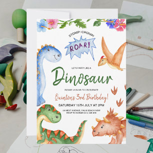 Invitation Dinosaur Stomp Chomp Rawr fête d'anniversaire