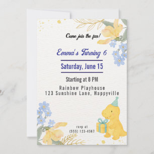Invitation Dinosaur Stomp Chomp Rawr Fille fête d'anniversair