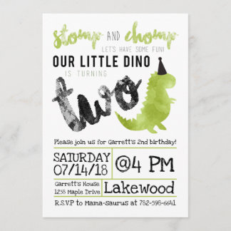 Invitation Dinosaur Stomp et Chomp 2e anniversaire