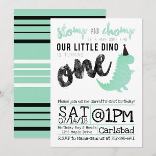 Invitation Dinosaur Stomp et Chomp Premier anniver