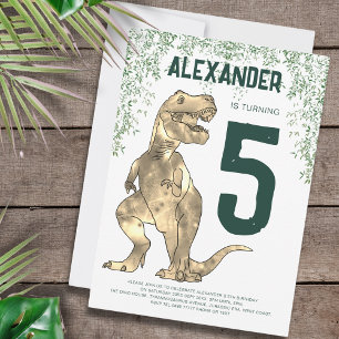 Invitation Dinosaur T-Rex 5e fête d'anniversaire