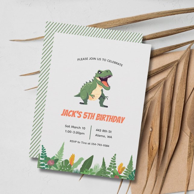 Invitation Dinosaur T-Rex Enfants Garçon Anniversaire Fête In (Créateur téléchargé)