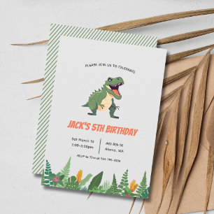 Invitation Dinosaur T-Rex Enfants Garçon Anniversaire Fête In