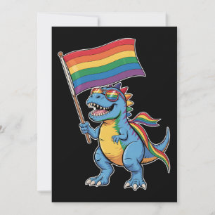 Invitation Dinosaur T Rex Gay pride LGBTQ Ally Rainbow