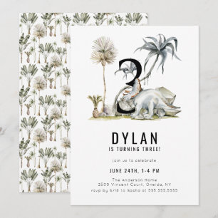 Invitation Dinosaur Thème 3ème fête d'anniversaire