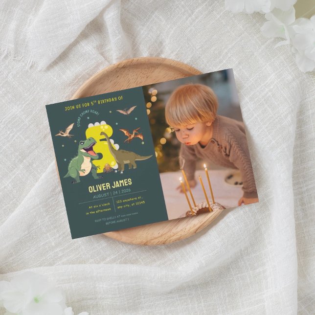 Invitation Dinosaur theme boy 5th birthday  (Créateur téléchargé)
