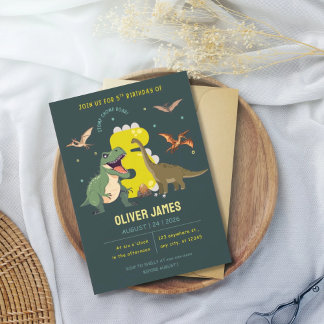 Invitation Dinosaur theme boy 5th birthday