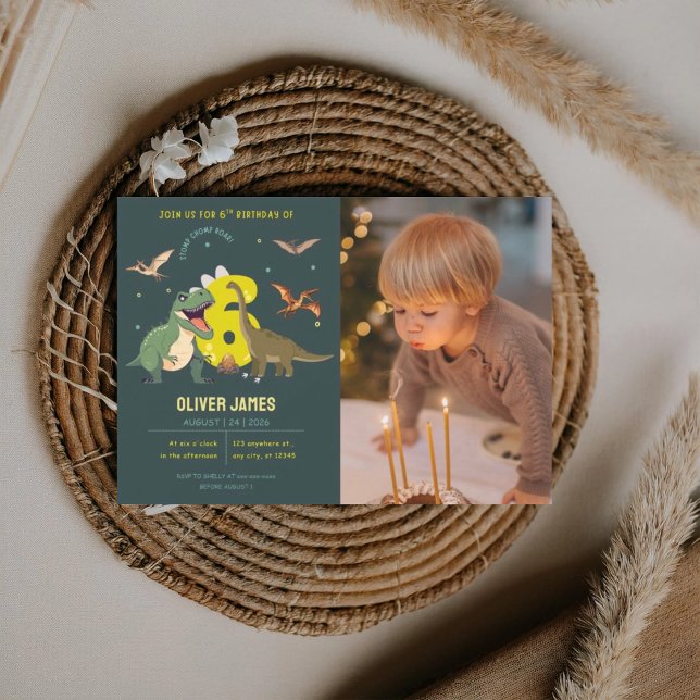 Invitation Dinosaur theme boy 6th birthday  (Créateur téléchargé)