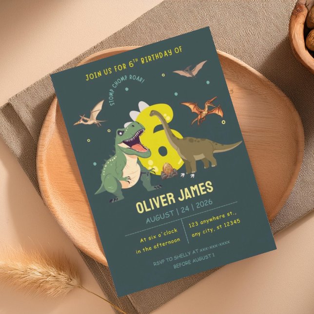 Invitation Dinosaur theme boy 6th birthday  (Créateur téléchargé)