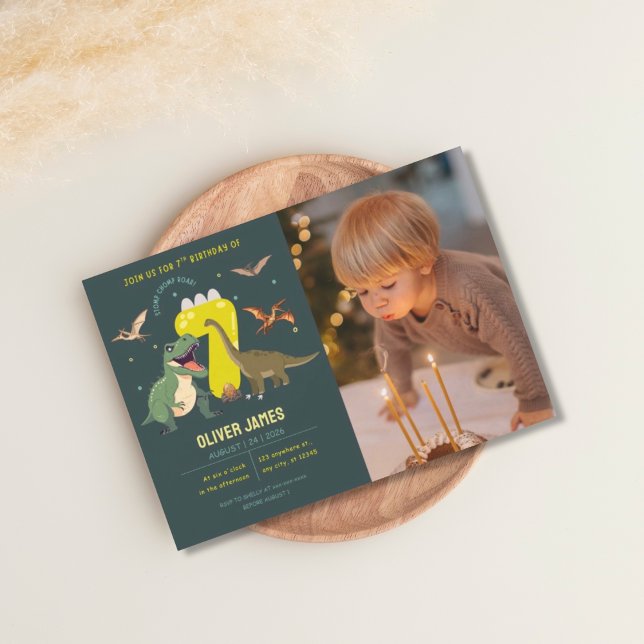 Invitation Dinosaur theme boy 7th birthday  (Créateur téléchargé)