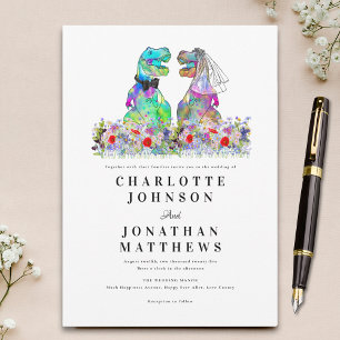 Invitation Dinosaur Thème Fleur sauvage coloré Mariage