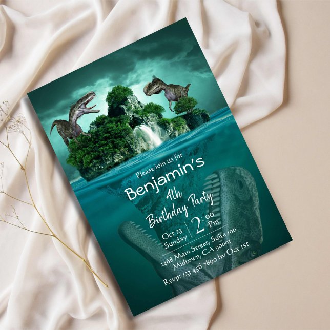 Invitation Dinosaur thème moderne 4ème anniversaire (Créateur téléchargé)