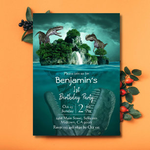 Invitation Dinosaur thème simple moderne 1er anniversaire