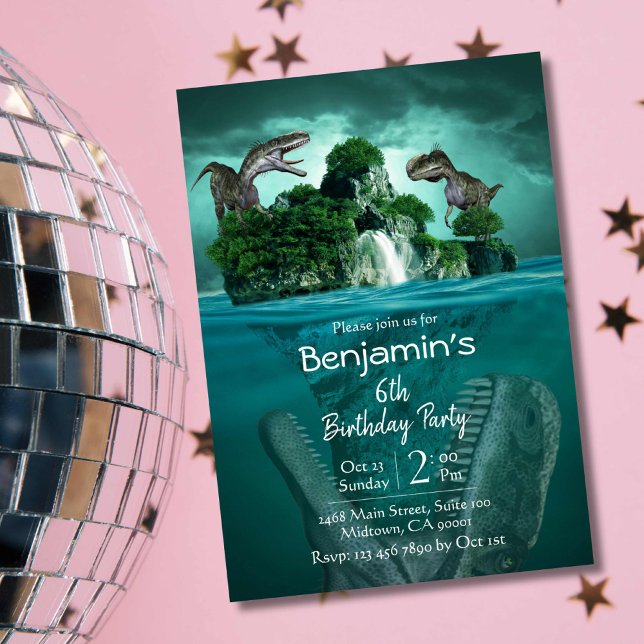 Invitation Dinosaur thème simple moderne 6e anniversaire (Créateur téléchargé)