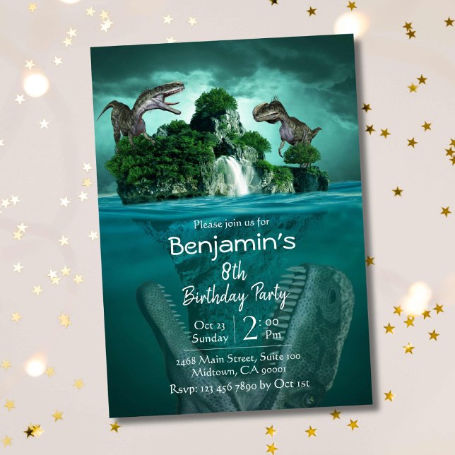 Invitation Dinosaur thème simple moderne 8e anniversaire (Créateur téléchargé)