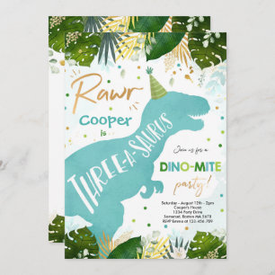 Invitation Dinosaur Three-A-Saurus Party Dino 3e anniversaire