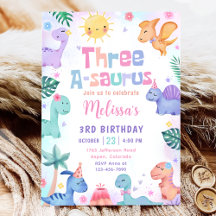 Dinosaur Trois-A-Saurus 3e fête d'anniversaire