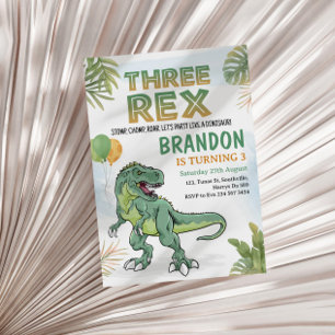 Invitation Dinosaur Trois Rex 3e fête d'anniversaire