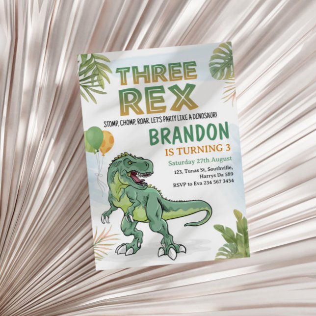Invitation Dinosaur Trois Rex 3e fête d'anniversaire (Créateur téléchargé)