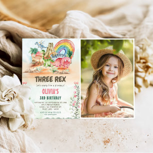 Invitation Dinosaur Trois Rex 3ème Anniversaire Photo